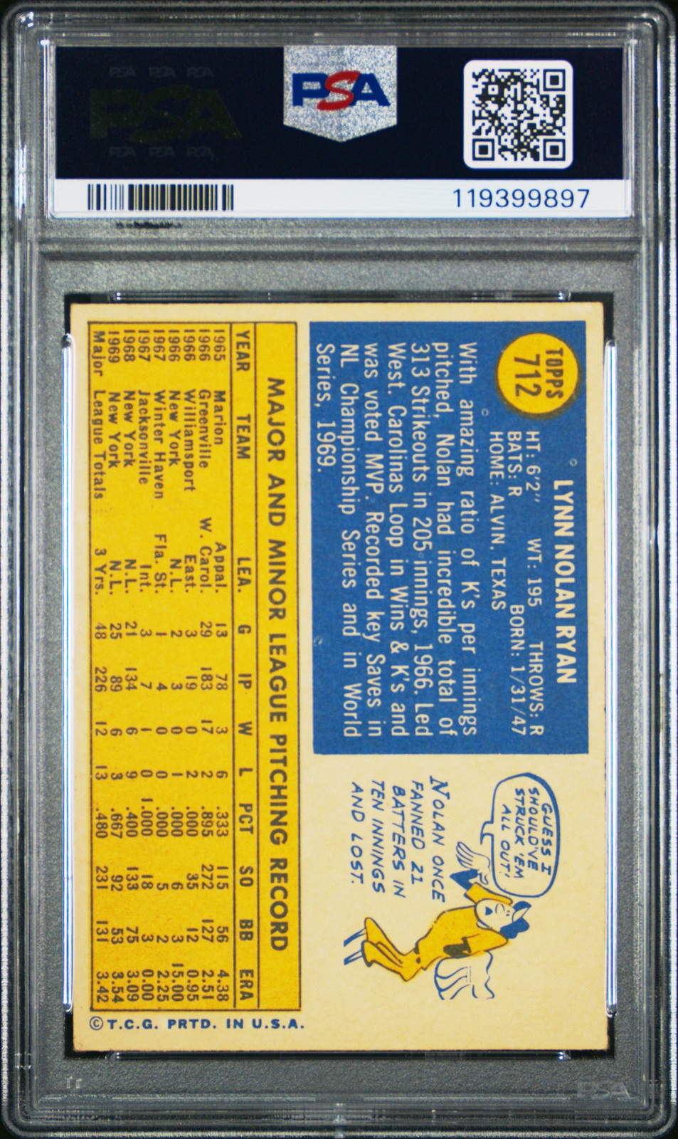 1970 Topps #712 Nolan Ryan PSA 4