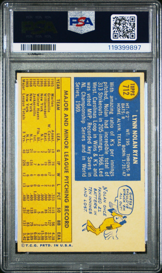 1970 Topps #712 Nolan Ryan PSA 4