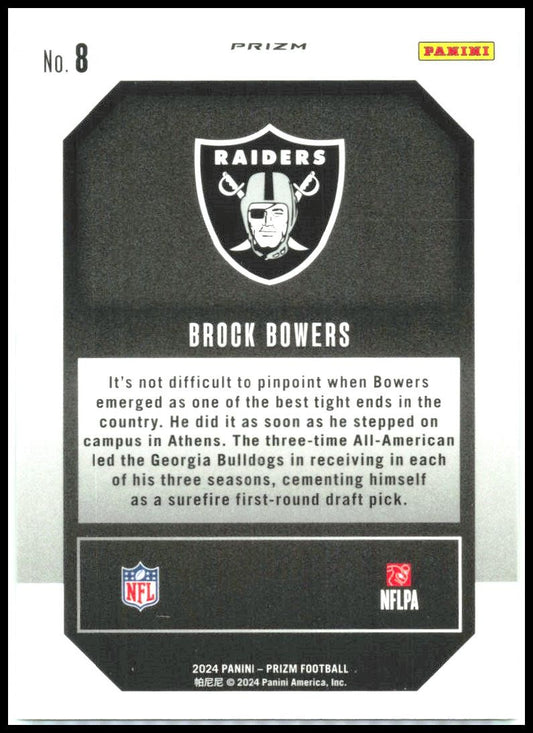 2024 Panini Prizm Emergent Green Prizm #8 Brock Bowers Las Vegas Raiders