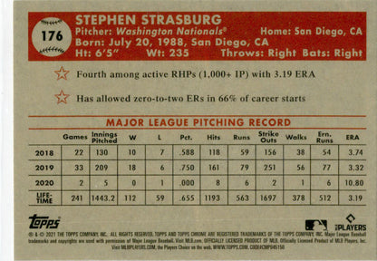2021 Topps Chrome Platinum Anniversary Prism #176 Stephen Strasburg