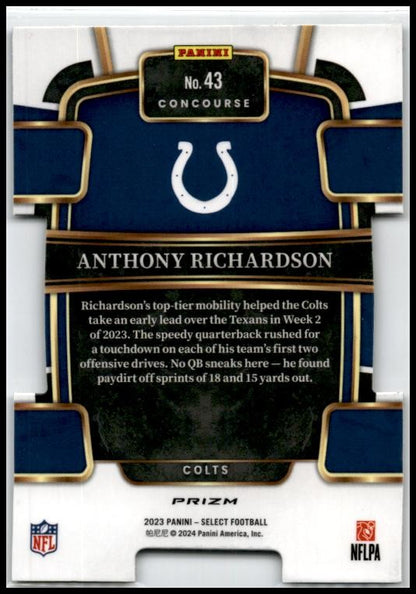 2023 Select Black and Gold Prizms Die Cuts #43 Anthony Richardson Rookie Colts