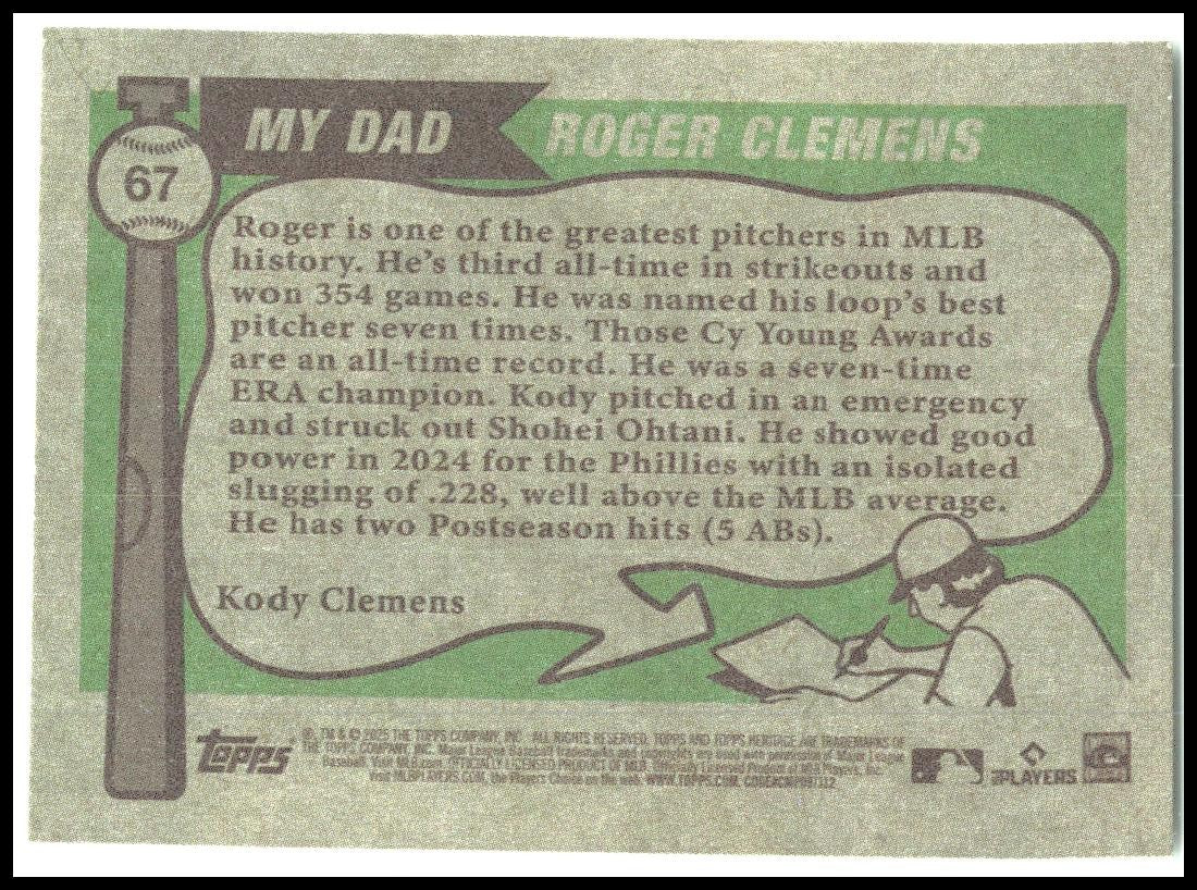 2025 Topps Heritage Father & Son #67 Roger Clemens