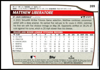 2023 Topps Big League Rainbow Foil #209 Matthew Liberatore Rookie St. Louis