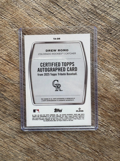 2025 Topps Tribute Green TA-DR Drew Romo RC Auto /99 Colorado Rockies