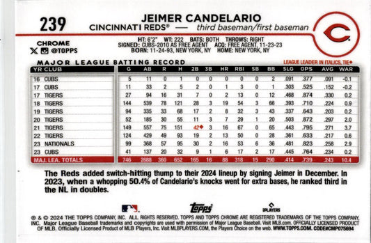 2024 Topps Chrome Purple Sonar Refractor #239 Jeimer Candelario Reds