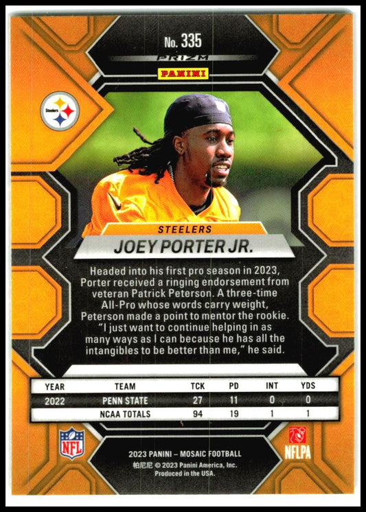 2023 Panini Mosaic Honeycomb #335 Joey Porter Jr. Rookie Pittsburgh Steelers