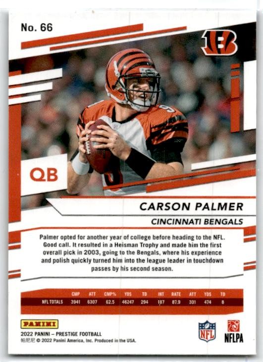 2022 Panini Prestige Xtra Points Sunburst #66 Carson Palmer Cincinnati Bengals