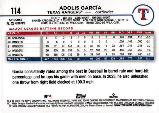 2024 Topps Chrome Pink Refractor #114 Adolis García