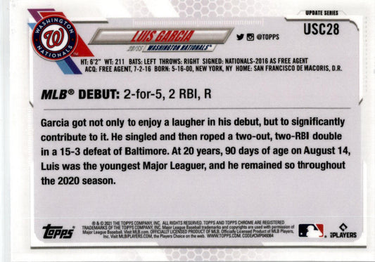 2021 Topps Chrome Update Purple Refractor #USC28 Luis Garcia Nationals