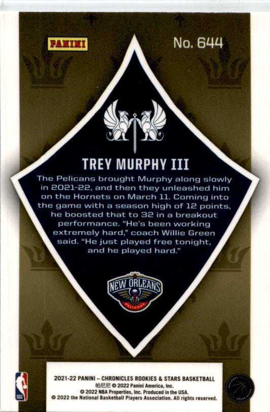 2021-22 Chronicles Rookies & Stars Crusade #644 Trey Murphy III Rookie Pelicans