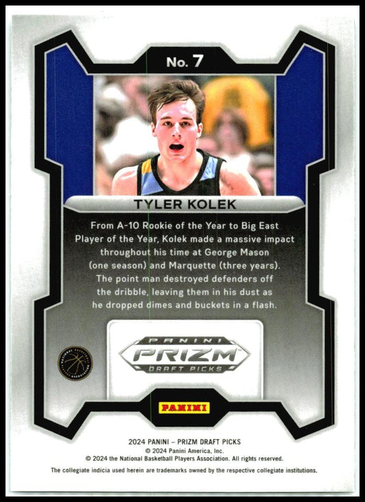 2024 Panini Prizm Draft Picks #7 Tyler Kolek Knicks