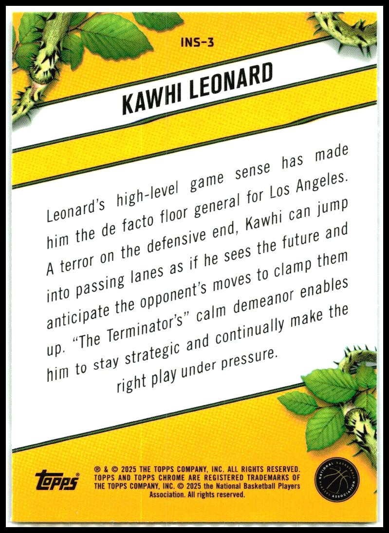 2024-25 Topps Chrome Instinct #INS-3 Kawhi Leonard Los Angeles Clippers