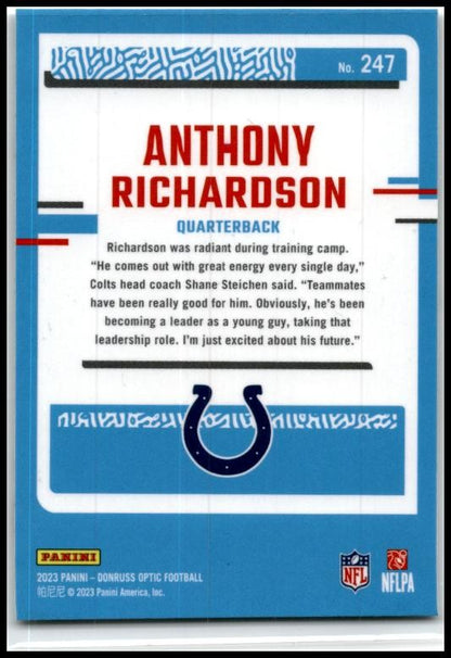 2023 Donruss Optic #247 Anthony Richardson Rookie Indianapolis Colts