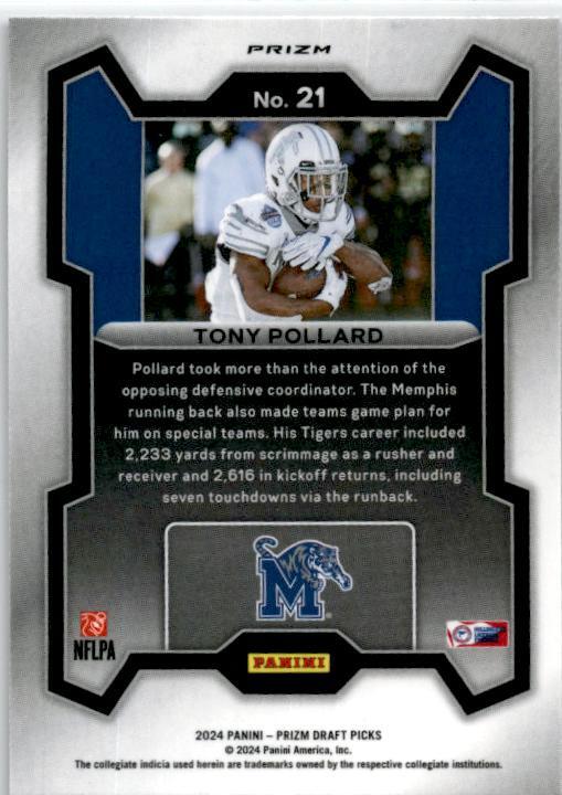 2024 Panini Prizm Draft Picks #21 Tony Pollard Purple Wave