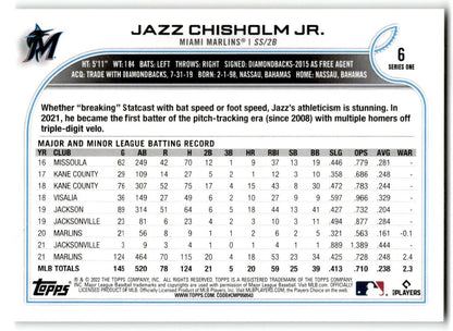 2022 Topps Jazz Chisholm Jr. Miami Marlins #6