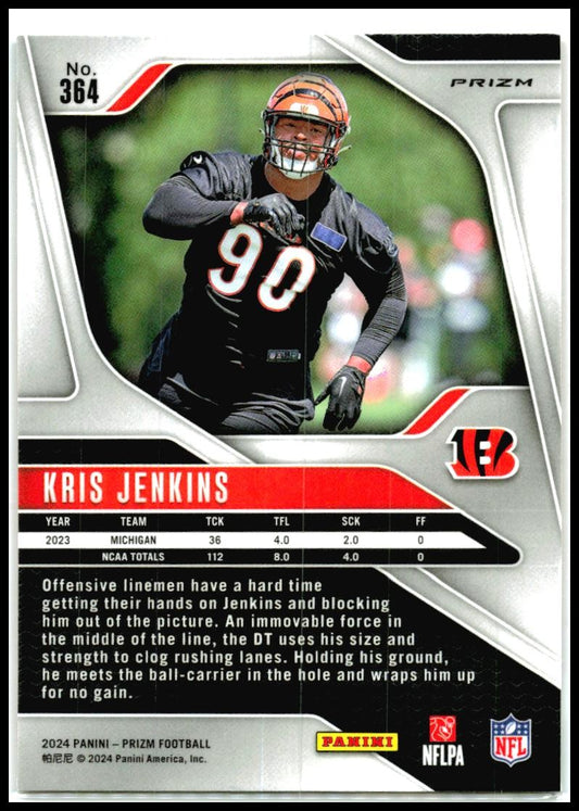 2024 Panini Prizm Orange Ice #364 Kris Jenkins Rookie Cincinnati Bengals