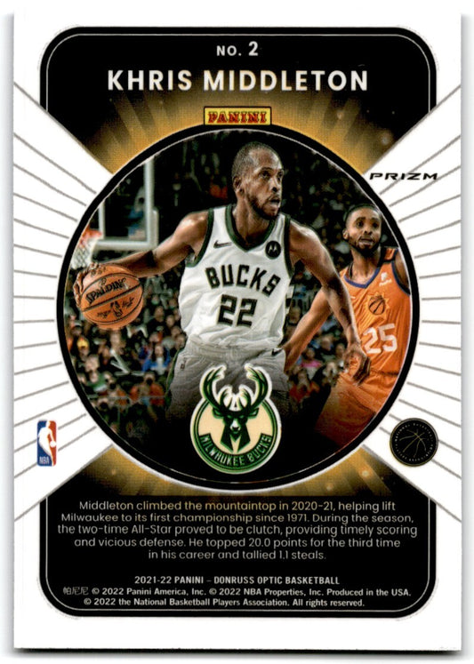 2021-22 Donruss Optic Winner Stays Purple Khris Middleton Milwaukee Bucks #2
