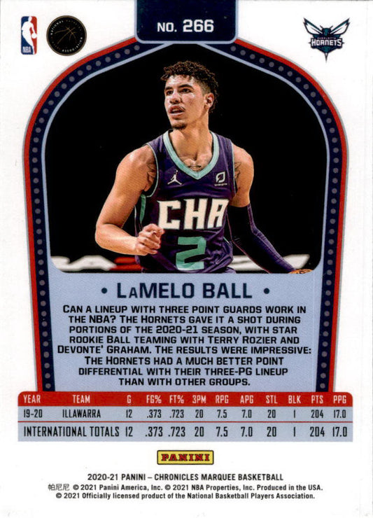 2020-21 Panini Chronicles  Marquee  Bronze #266 LaMelo Ball Charlotte Hornets