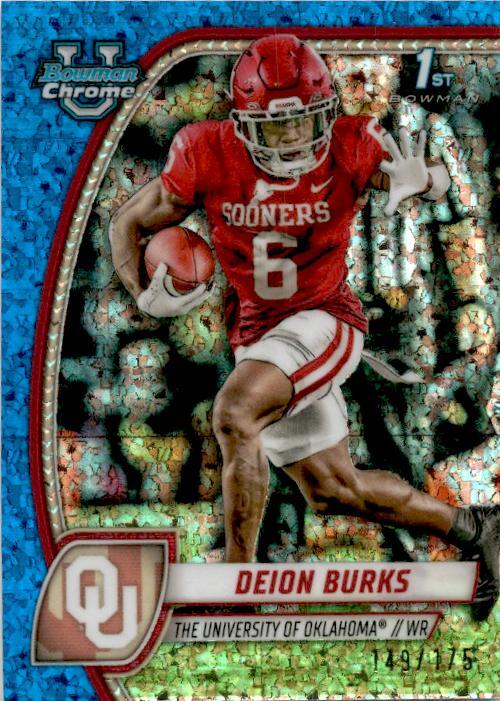 2024 Bowman Chrome University Blue Mini Diamonds #56 Deion Burks  /175  Sooners