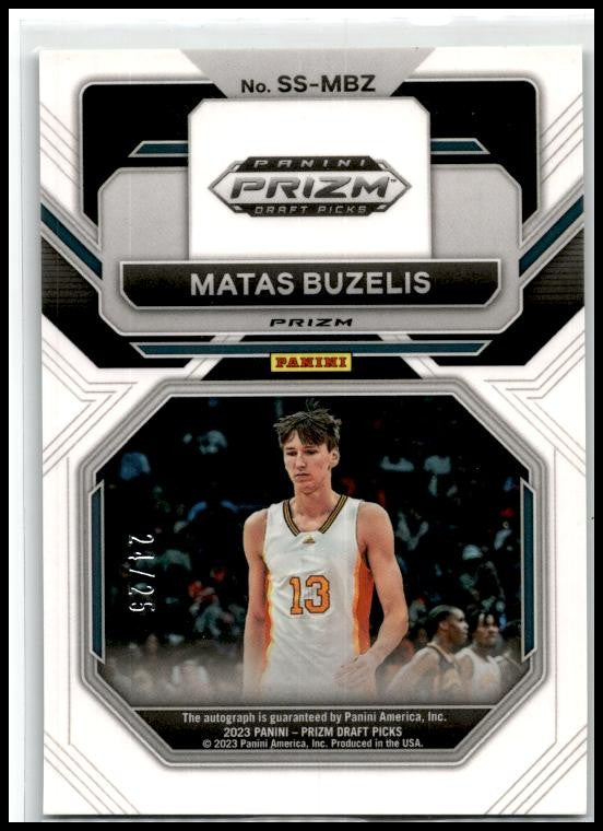 2023 Prizm Draft Picks Sensational Sign Green Pulsar #SS-MBZ Matas Buzelis Auto