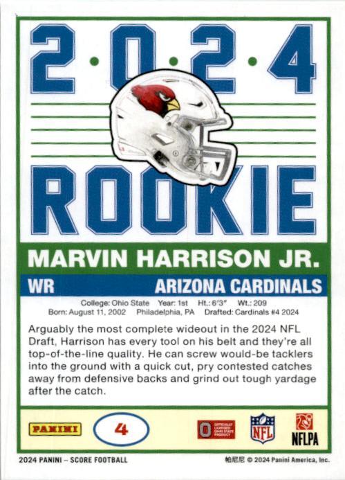 2024 Score 35th Anniversary Rookies #4 Marvin Harrison Jr. Arizona Cardinals