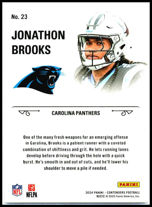 2024 Panini Contenders Rookie Stallions #23 Jonathon Brooks Carolina Panthers