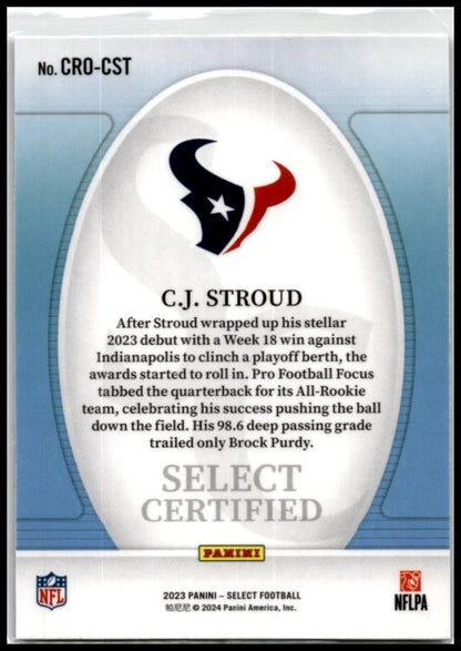 2023 Panini Select Select Certified Rookies #CRO-CST C.J. Stroud Houston Texans