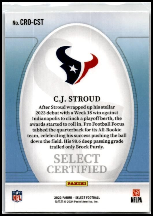 2023 Panini Select Select Certified Rookies #CRO-CST C.J. Stroud Houston Texans