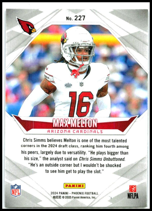 2024 Panini Phoenix Purple #227 Max Melton Rookie Arizona Cardinals