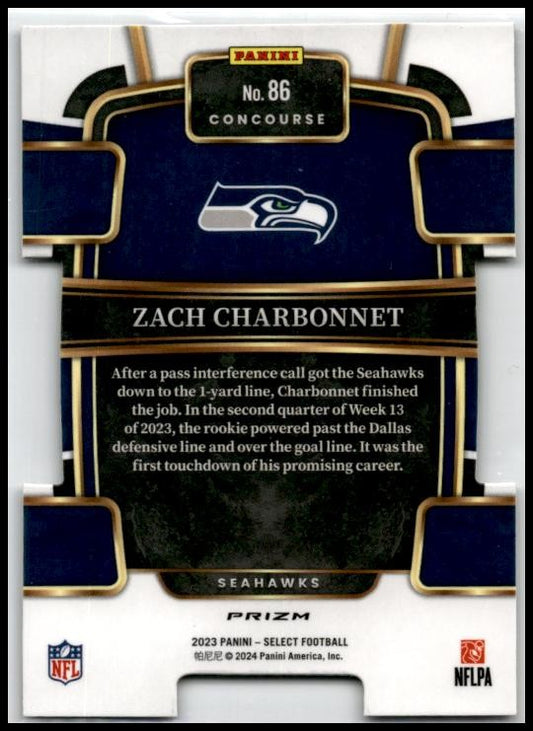 2023 Select Black and Red Prizms Die Cuts #86 Zach Charbonnet Rookie Seahawks