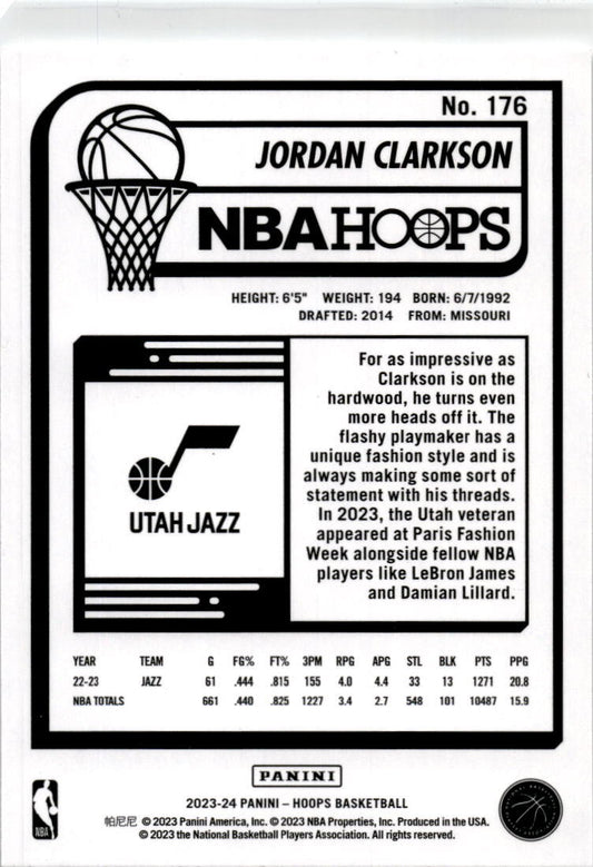 2023-24 Hoops Winter #176 Jordan Clarkson Utah Jazz