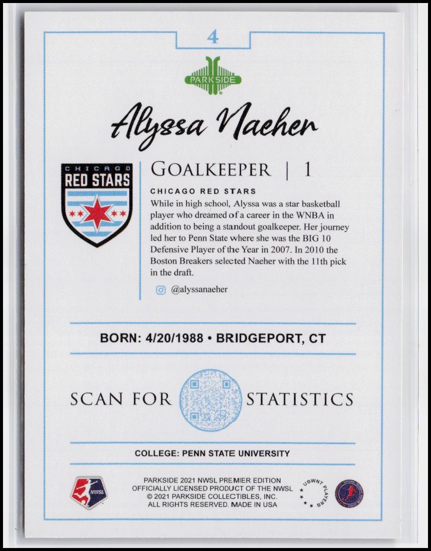 2021 Parkside NWSL Premier Edition #4 Alyssa Naeher