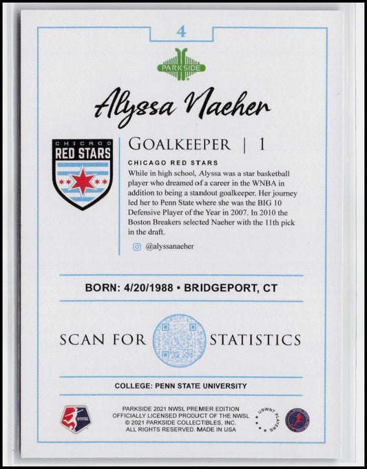 2021 Parkside NWSL Premier Edition #4 Alyssa Naeher
