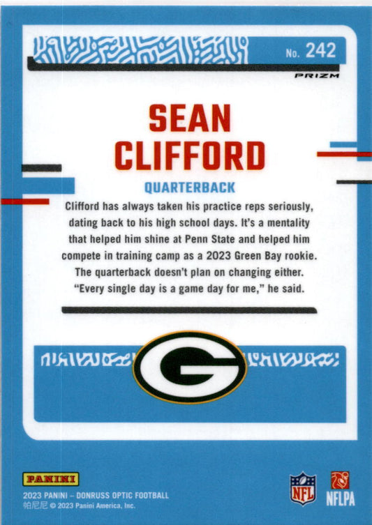 2023 Donruss Optic Pink #242 Sean Clifford Green Bay Packers