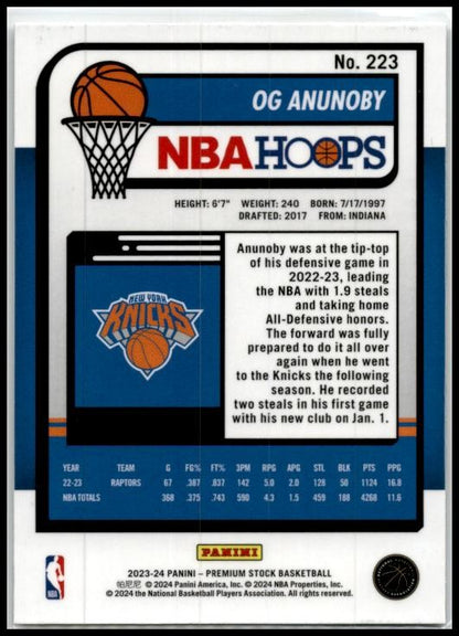 2023-24 hoops premium stock Holo Webs #223 OG Anunoby Toronto Raptors