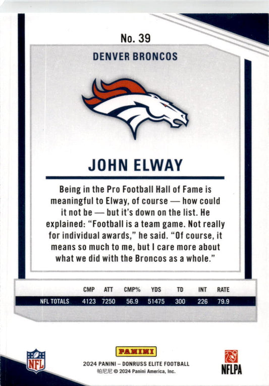 2024 Donruss Elite #39 John Elway Denver Broncos