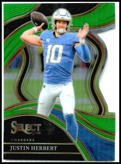 2023 Panini Select Green Prizm Die-Cut #248 Justin Herbert Los Angeles Chargers