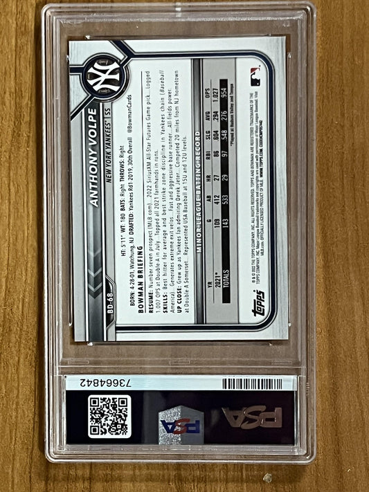 2022 Bowman Draft 1st Edition #BD-68 Anthony Volpe New York Yankees