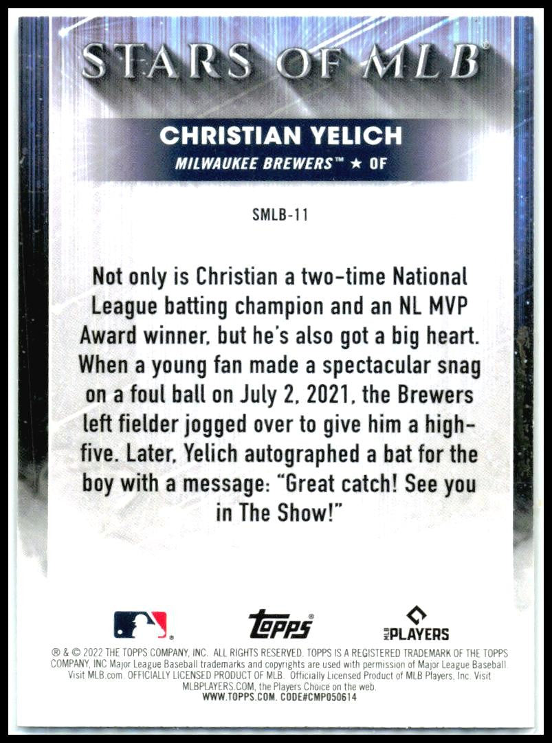 2022 Topps Stars of MLB Chrome #SMLBC-11 Christian Yelich Milwaukee Brewers