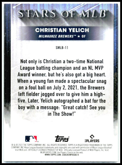 2022 Topps Stars of MLB Chrome #SMLBC-11 Christian Yelich Milwaukee Brewers