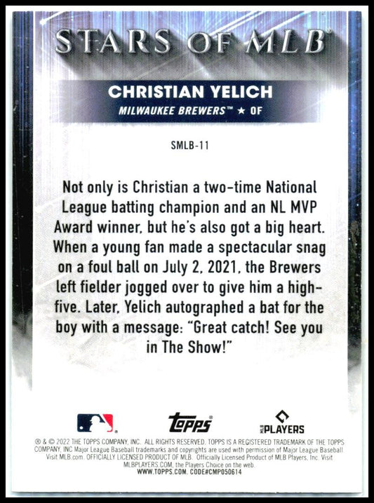 2022 Topps Stars of MLB Chrome #SMLBC-11 Christian Yelich Milwaukee Brewers