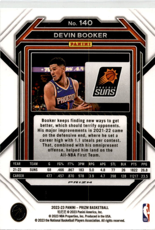 2022-23 Panini Prizm Green #140 Devin Booker Phoenix Suns