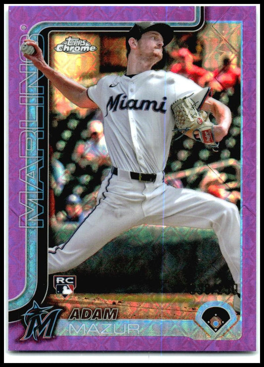 2025 Topps Chrome Purple Logofractor /150 #157 Adam Mazur Rookie Miami Marlins