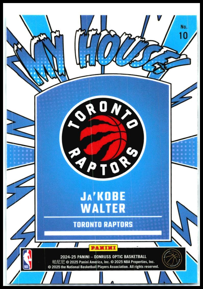 2024-25 Donruss Optic My House #10 Ja'Kobe Walter Toronto Raptors