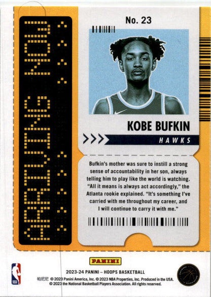2023-24 Hoops Winter Arriving Now #23 Kobe Bufkin Atlanta Hawks