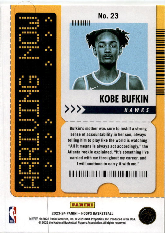 2023-24 Hoops Winter Arriving Now #23 Kobe Bufkin Atlanta Hawks