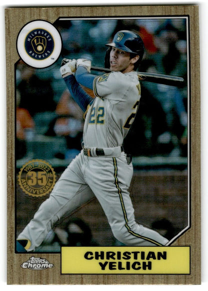 2022 Topps Chrome 1987 Baseball Christian Yelich Milwaukee Brewers #87BC-6