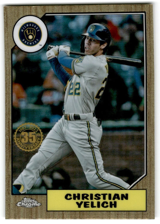 2022 Topps Chrome 1987 Baseball Christian Yelich Milwaukee Brewers #87BC-6