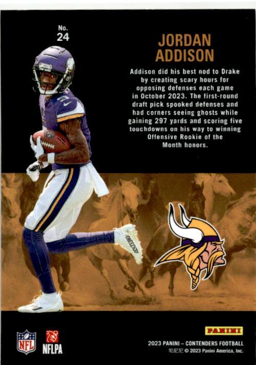 2023 Panini Contenders Rookie Stallions #24 Jordan Addison Minnesota Vikings