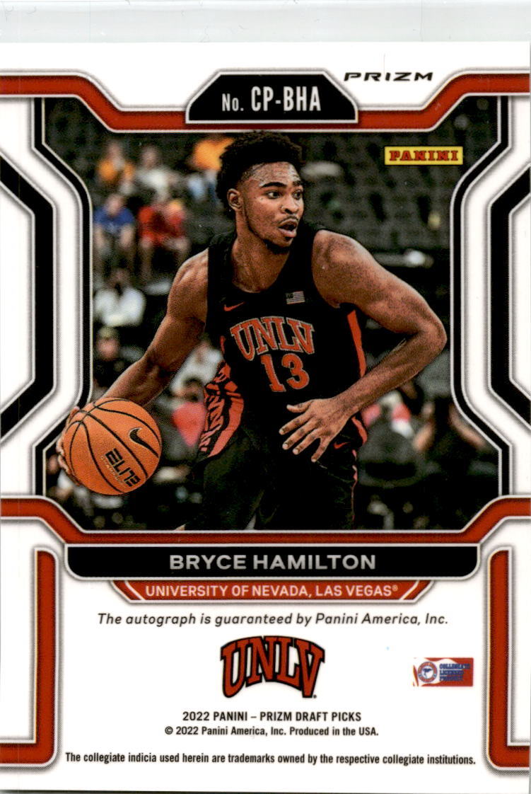 2022 Panini Prizm Draft Picks Green #CP-BHA Bryce Hamilton Auto Runnin' Rebels